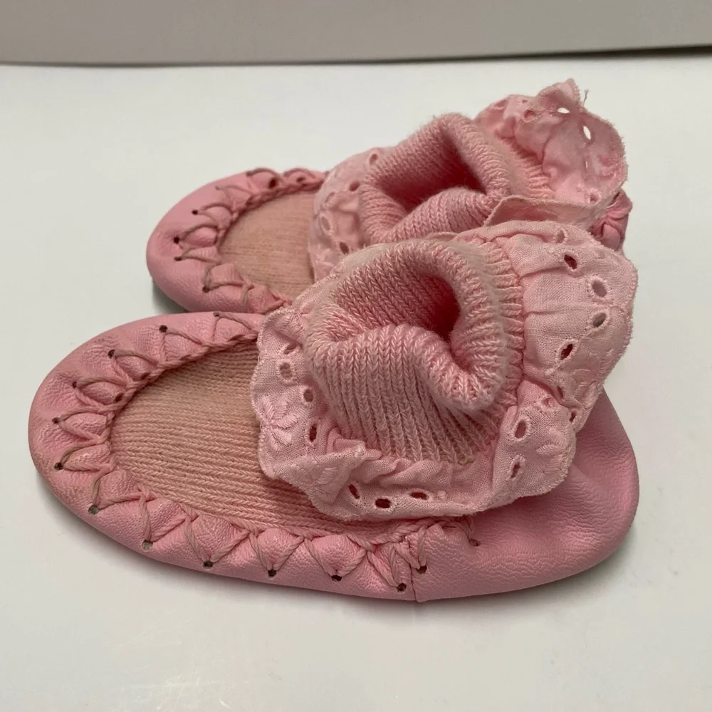 Pink Moccasins with Attached Socks
